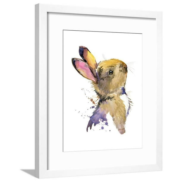 Cute Rabbit. Hare. Watercolor Illustration. Forest Animal., Animals Framed Art Print Wall Art By Faenkova Elena - Walmart.com