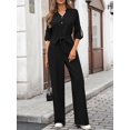 thumbnail image 6 of Womens Jumpsuits Long Sleeve V Neck Dressy Casual Wide Leg Pants Romper 2025 Autumn Outfits Black XL, 6 of 8