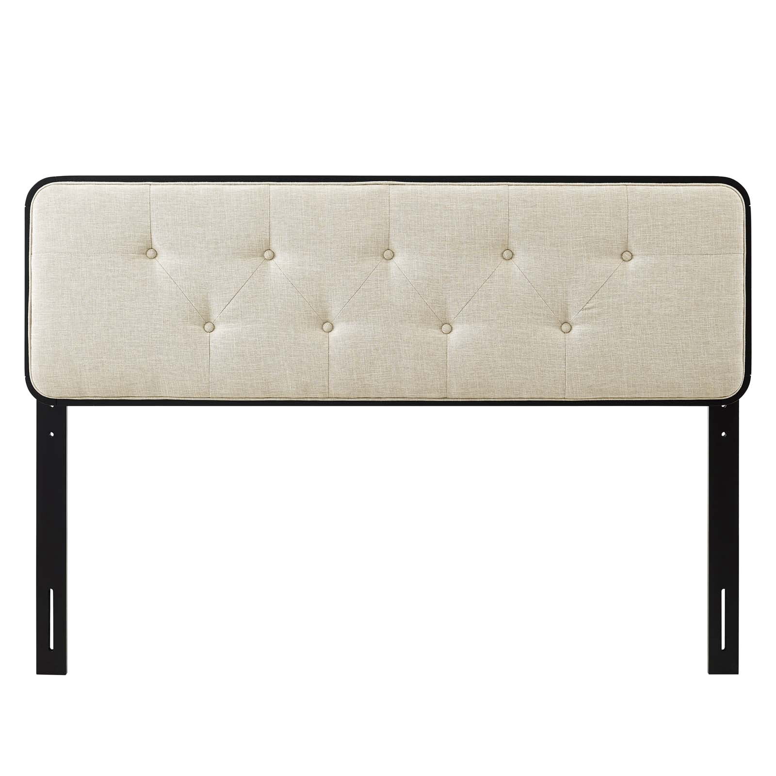 Tufted Headboard, Queen Size, Wood, Fabric, Black Beige, Modern Contemporary Urban Design, Bedroom Master Guest Suite