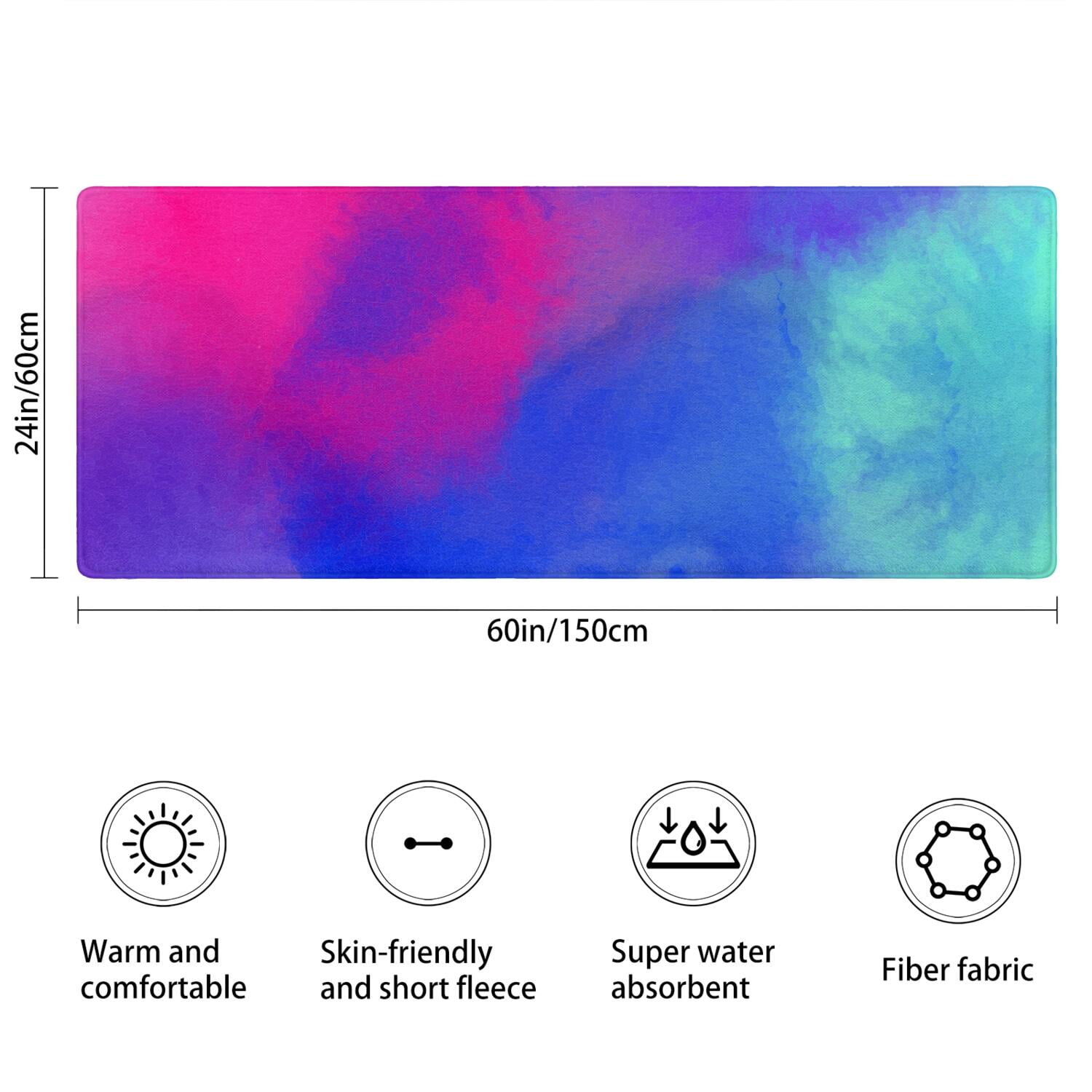 24x60 Inch Ultra Soft Faux Bath Mat Non Slip Absorbent Microfiber Bathroom Rug, Liquid & Marble Print