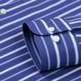 thumbnail image 5 of Mens Casual Striped Dress Shirts Stylish Long Sleeve Slim Fit Button Down Classic Shirt, Blue, Size XL, 5 of 7