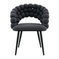 thumbnail image 6 of Set of 2 Puffy Bubble Chair Ball Chain Chair Velvet Dining Chairs with Black Metal Legs, Modern Accent Chairs for Dining Room & Kitchen, 6 of 12