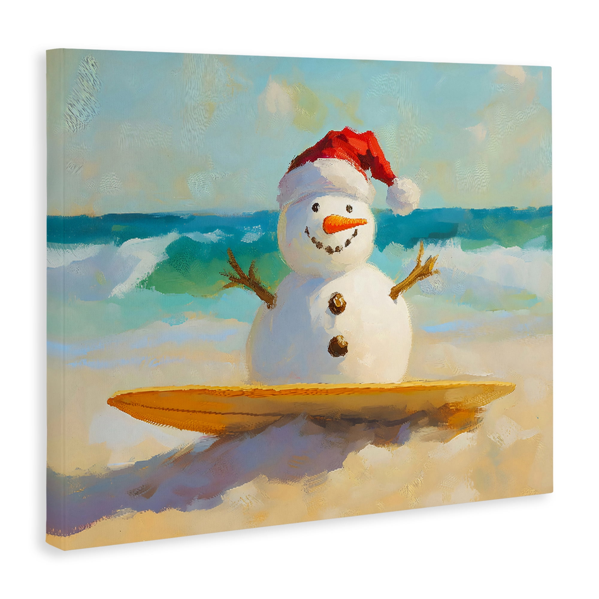 Stupell Industries Surfer Snowman on Beach Canvas Wall Art, design by The Prints Vibe