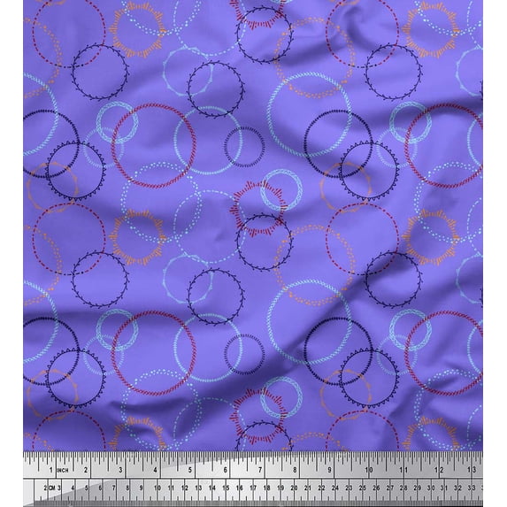 Soimoi Purple Georgette Viscose Fabric Abstract Circles Abstract Print Fabric by the Yard 42 Inch Wide