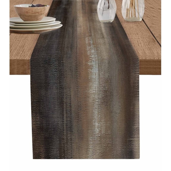 Ldtrchee Brown Ombre Table Runner 48 Inches, Oil Painting Modern Art Abstract Bed Runner Dresser Scarves Tabletop for Indoor Outdoor Parties/Ceremony/Banquet, 13" x 48"