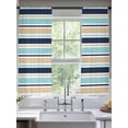 thumbnail image 2 of Minimalist Stripes Sheer Curtains 2 Panels Set Teal Navy Blue Khaki Horizontal Stripe Modern Sheer Window Curtains Light Filtering Rod Pocket Voile Drapes for Bedroom Living Room 52"x63", 2 of 8