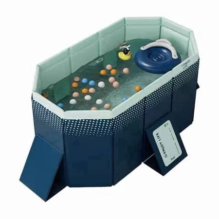 BravSco Non-Inflatable Foldable Swimming Pool, 65 x 42 x 18 in, Soft Sided Above Ground Pool for Backyard Use