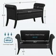 thumbnail image 3 of Alden Design Modern Fabric Tufted Storage Bench with Rolled Arms for Home, Black, 3 of 6