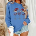 thumbnail image 5 of Uootdi Christmas Long Sleeve Gift Sweatshirts for Women Crewneck Christmas Gnome Wine Glass Cute Santa Hat Xmas Tree Graphic T-S hirts, 5 of 6