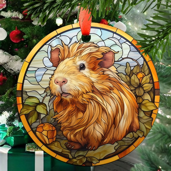 Buff Guinea Pig: Ornament Style Wall or Window Hanging, 2025, Holiday Decoration, Seasonal Keepsake Gift, Unique Collectible, Window Hanging, Home Decor 2025, Holiday Decoration,