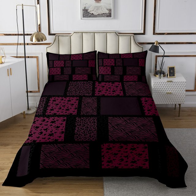 Erosebridal Wildlife Zebra Cheetah Coverlet Set King,Animal Print Bedding Set,Patchwork Decor,Ultra Soft,3 Pieces