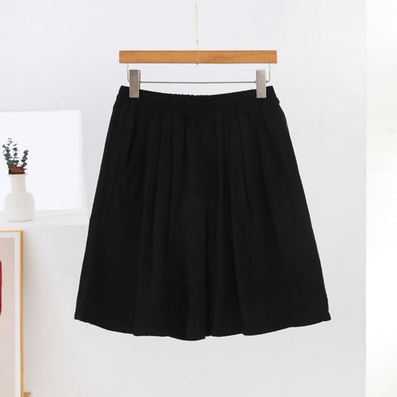 Women's Plus Size Solid Shorts with Pockets Elastic Waist Casual Summer Bottoms