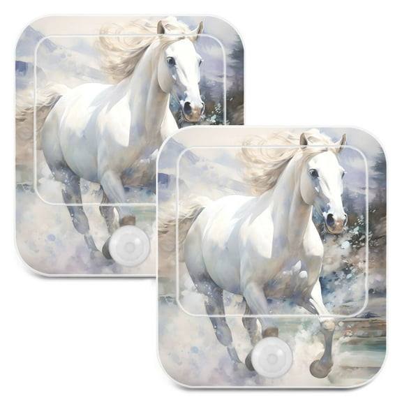 Horse Is Running LED Motion Sensor Night Light Plug into Wall 2 Pack Auto Dusk to Dawn Adjustable