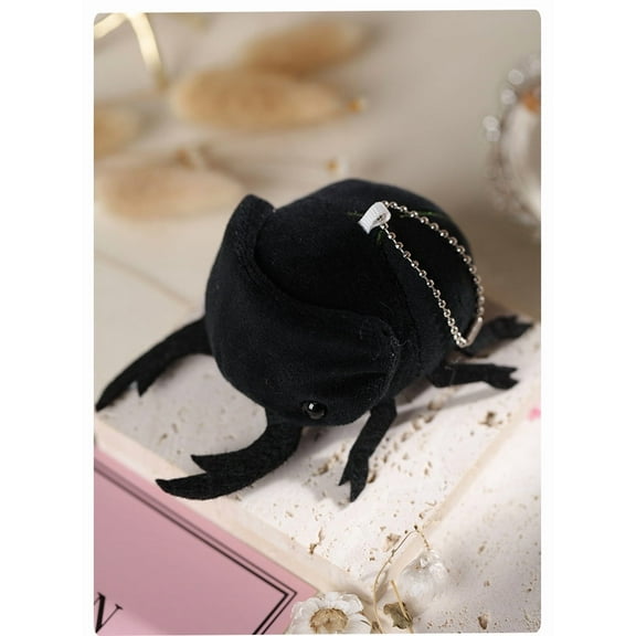 1 Pcs Cute Insect Plush Toys 4 Inch Small Beetle Stuffed Keychains Soft Cuddly Insect Plushies for Birthday Party Supplies Classroom Prizes，Black