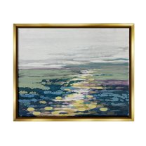 Stupell Industries Vivid Sea Water Ocean Surface Ripples Collage Painting Metallic Gold Floating Framed Canvas Print Wall Art, Design by Stacy Gresell