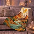 thumbnail image 6 of Canyon River Sun Art Cypress Trees Red Rocks, Peaceful Festive Scene, Warm Flannel Blanket for Cabin and Lodge, Art Lovers Thanksgiving Gift, Festive Home Decor, 6 of 9