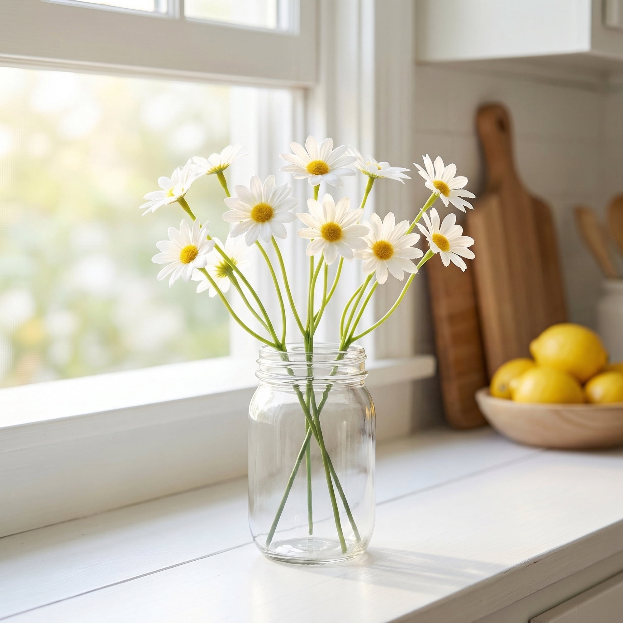 Unique Bargains Artificial Silk Daisies Faux Wildflower White 8.7inch