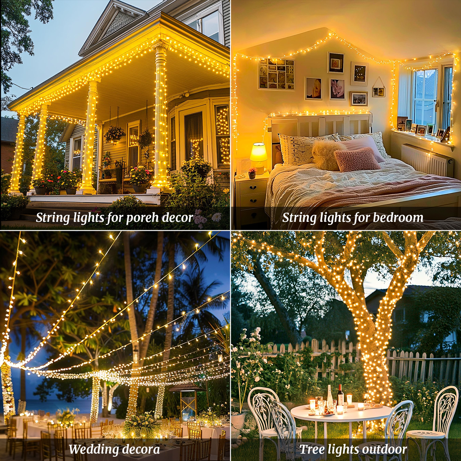168FT Christmas Lights Outdoor  8 Modes Indoor String Lights for Outside Warm White