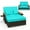 Turquoise + Marron, variante sur Costway Ensemble de Lit de Jour en Rotin pour Patio avec Causeuse Rembourrée et Pouf de Rangement pour Véranda Turquoise