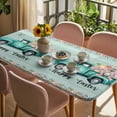 thumbnail image 3 of Easter Table Cloths for 6 Foot Rectangle Tables, Green Truck Rabbit Duck Butterfly Floral Wooden Patio Waterproof Elastic Fitted Tablecloths, Washable Rectangular Table Cover for Camping, 3 of 8