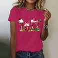 thumbnail image 5 of Gibobby Camisa navideña mujer Moda para mujer para tops casuales Camiseta de manga corta con cuello redondo Camiseta holgada con estampado navideño(Rosa caliente,CH), 5 of 5