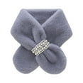 thumbnail image 2 of Faux Fur Knit Scarf for Women, Thickened Fleece Neck Warmer, Winter Solid Color Shawl(Light Gray), 2 of 3
