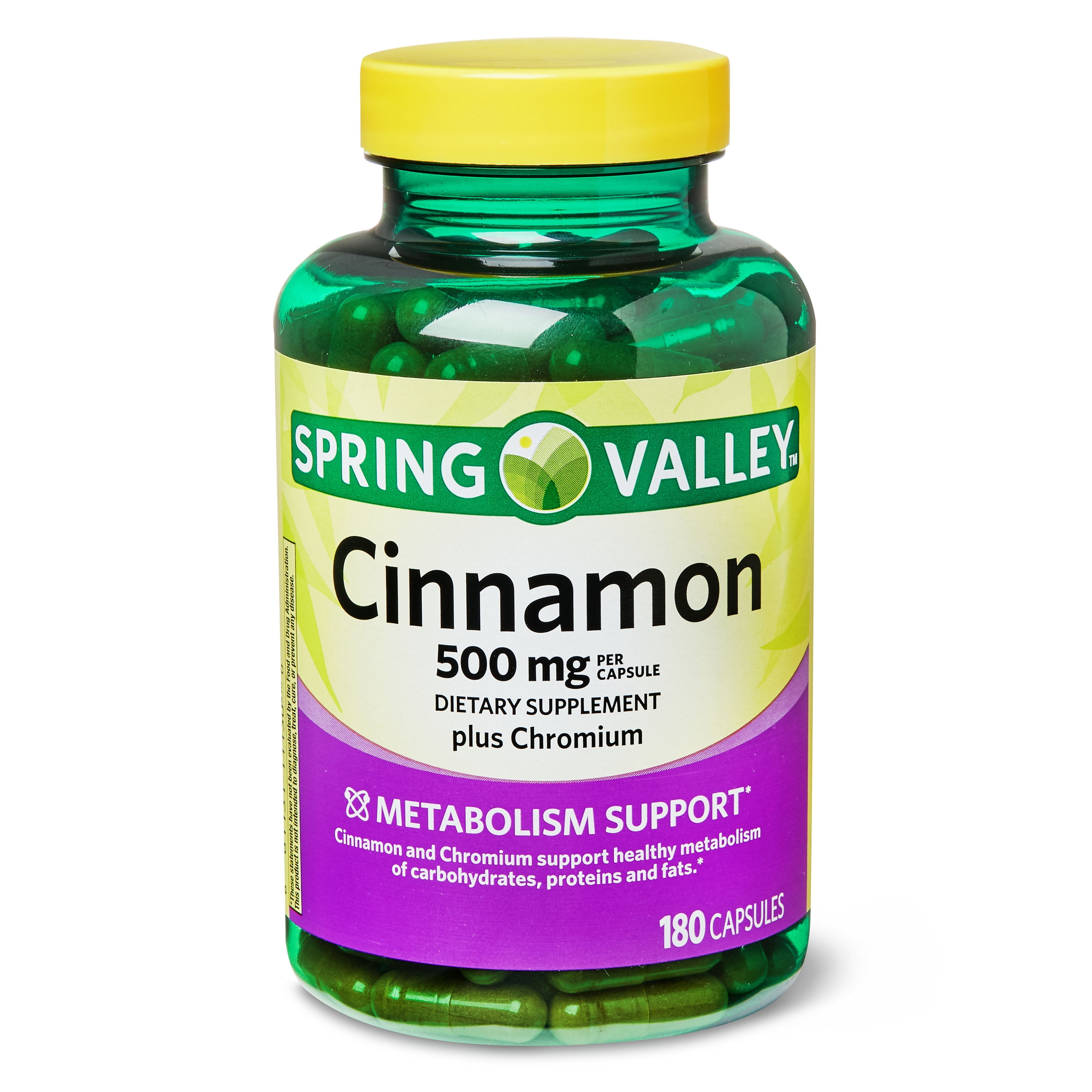 Spring Valley Cinnamon Plus Chromium Capsules, 500 mg, 180 Count