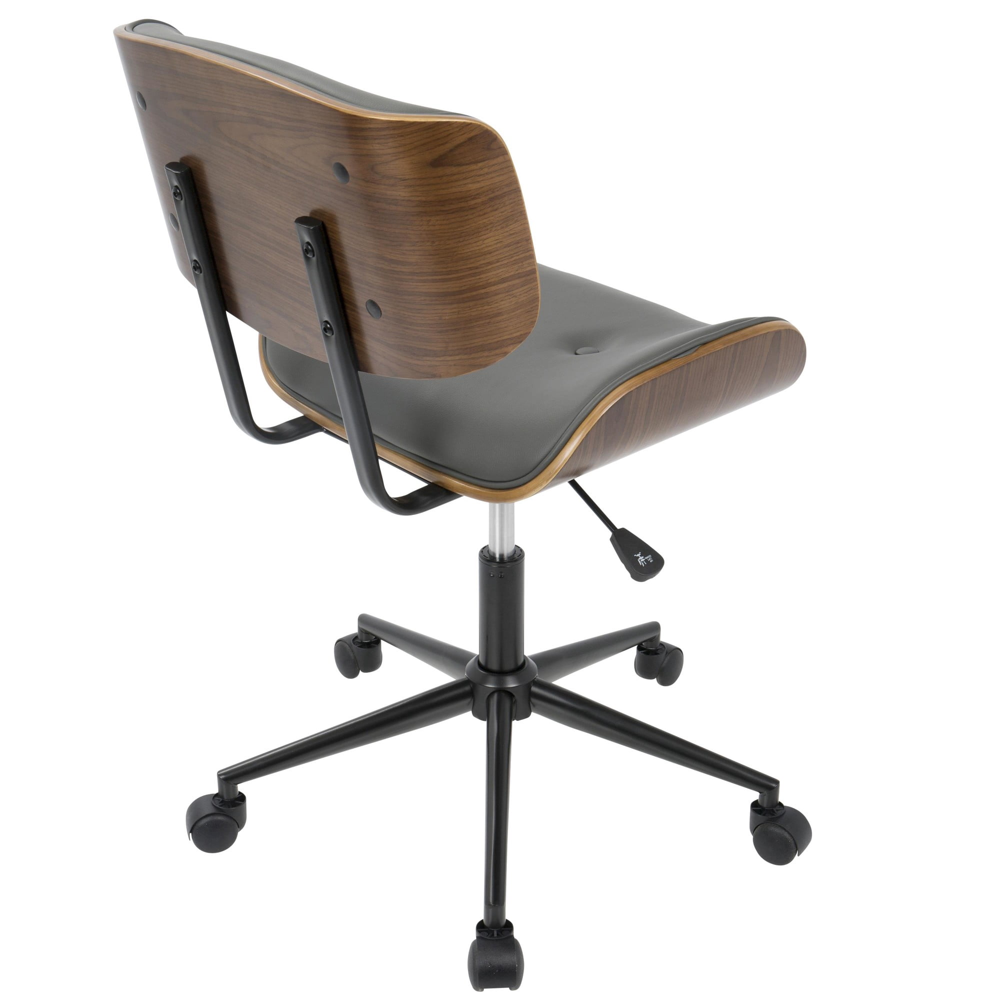 Lombardi Mid-Century Modern Adjustable Office Chair With Swivel In Walnut And Grey