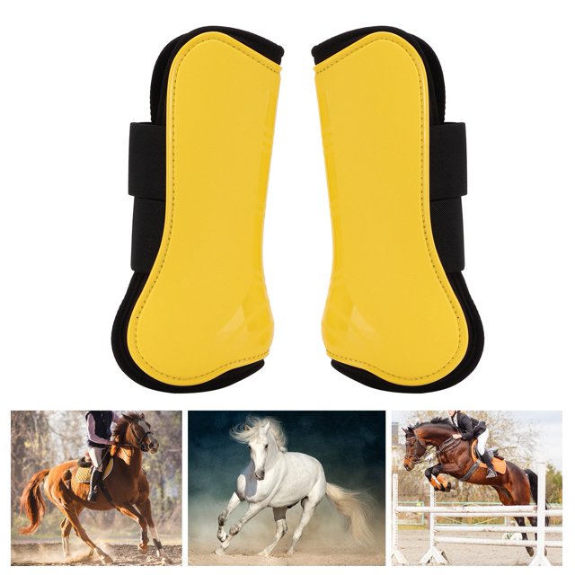 Bottes de Tendon de Cheval, Bottes de Tendon de Cheval Réglables PU Shell Réduisent les Dommages pour le Saut de Cheval Ensemble Jaune de 2 Bottes de Jambe avant XL