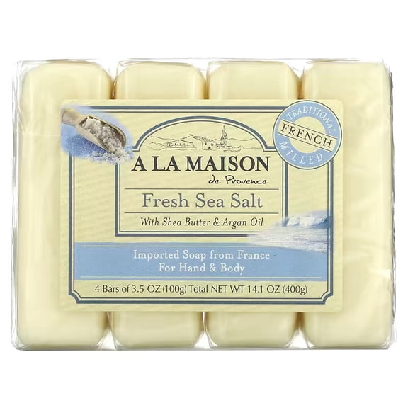 A La Maison Soap Bars, Fresh Sea Salt, Value Pack 3.5 oz, 4 Count