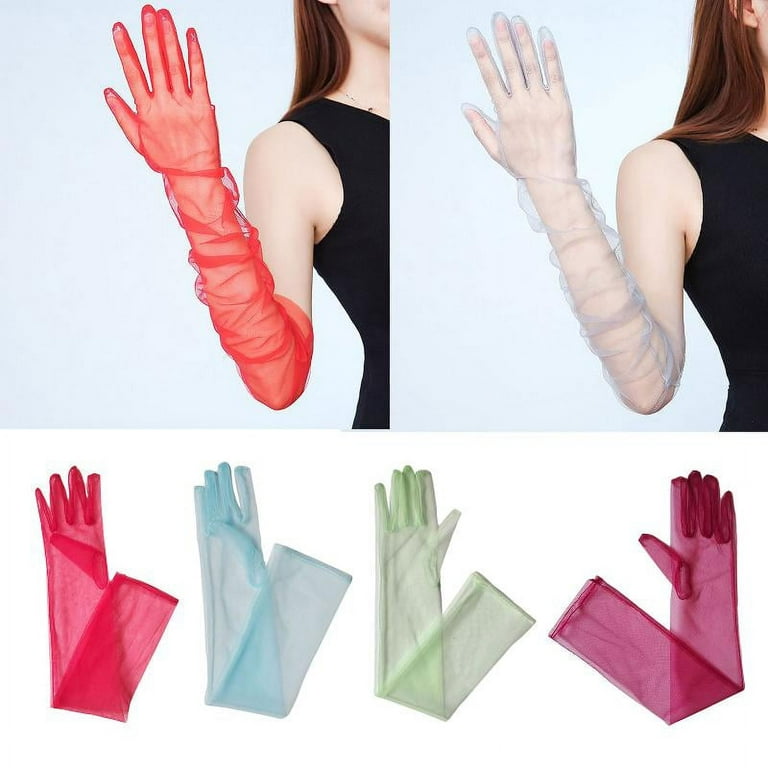 Lady Sheer Gloves Fashion Long Elbow Gloves Women Mesh Wedding