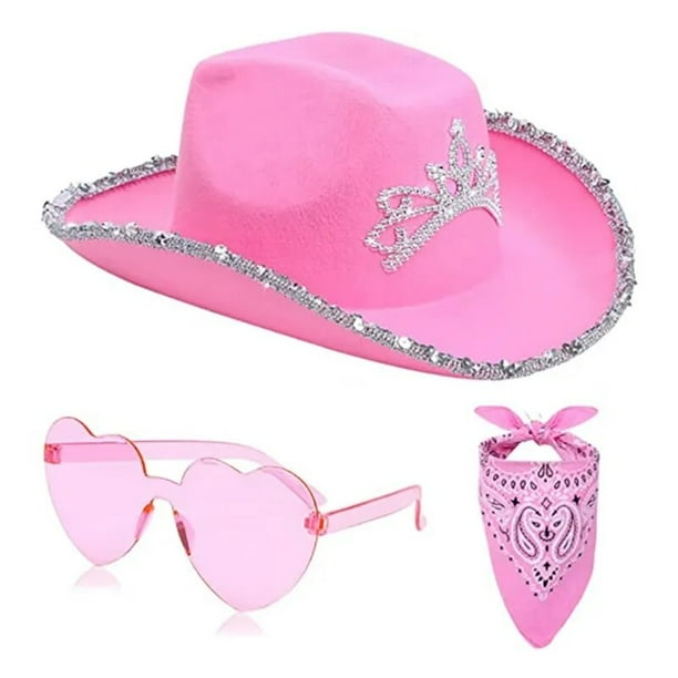 Newcotte - Juego de 18 piezas de sombrero de plástico de vaquero occidental que incluye 6 sombreros, 6 bandanas de paisley, 6 pares de gafas de corazón para fiesta (azul Newcotte - Juego de 18 piezas de sombrero de plástico de vaquero occidental que incluye 6 sombreros, 6 bandanas de paisley, 6 pares de gafas de corazón para fiesta (azul