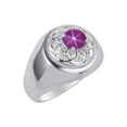 thumbnail image 3 of RYLOS Men's Rings Sterling Silver Designer Gypsy 7MM Round Gemstone & Diamond Ring Star Ruby July Birthstone Rings Size 10, 3 of 6