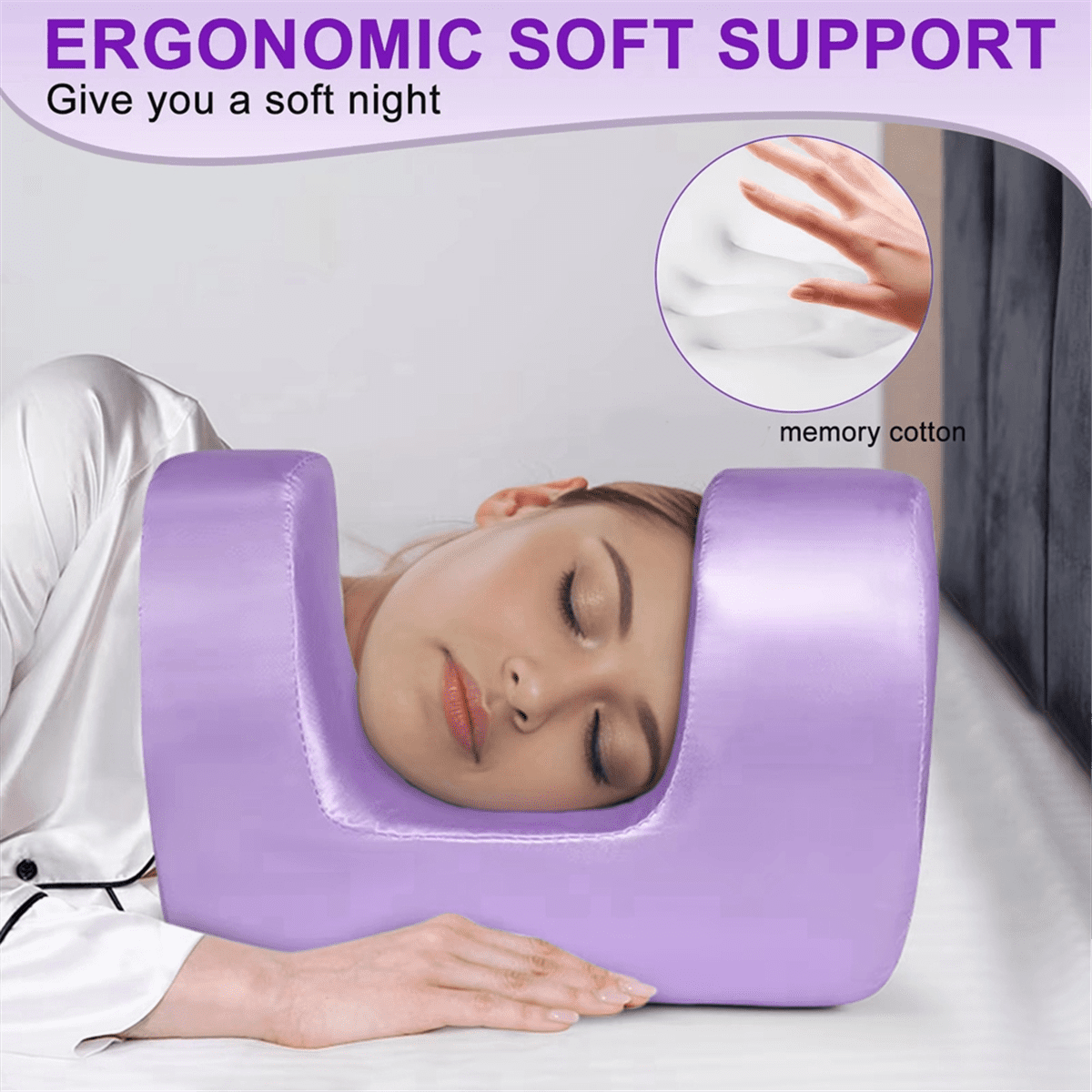 Face Pillow for Wrinkles Anti-Wrinkles-Aging Beauty Pillow Soft Memory Foam  Wrinkles Back or Side Sleeping Pillow