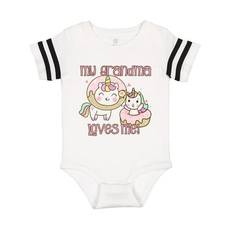 

Inktastic My Grandma Loves Me Unicorns Gift Baby Boy or Baby Girl Bodysuit