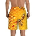 thumbnail image 3 of Kll Bees On Hive Honeycomb Men'S Casual Summer Beach Shorts Hawaiian Shorts With Pockets-Xx-Large, 3 of 9