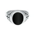 thumbnail image 2 of KUZZOI Men's Enamel Inlay Plate Oval Shaped Signet Ring 925 Silver Size 7-11, 2 of 5