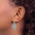 thumbnail image 4 of Chisel Stainless Steel Polished Imitation Turquoise and CZ Dangle Shepherd Hook Earrings, 4 of 7