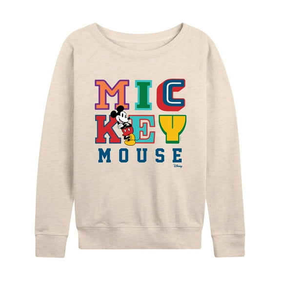 Disney - Mickey Mouse - Multi Colored Letters - Women's Lightweight French Terry Long Sleeve Shirt