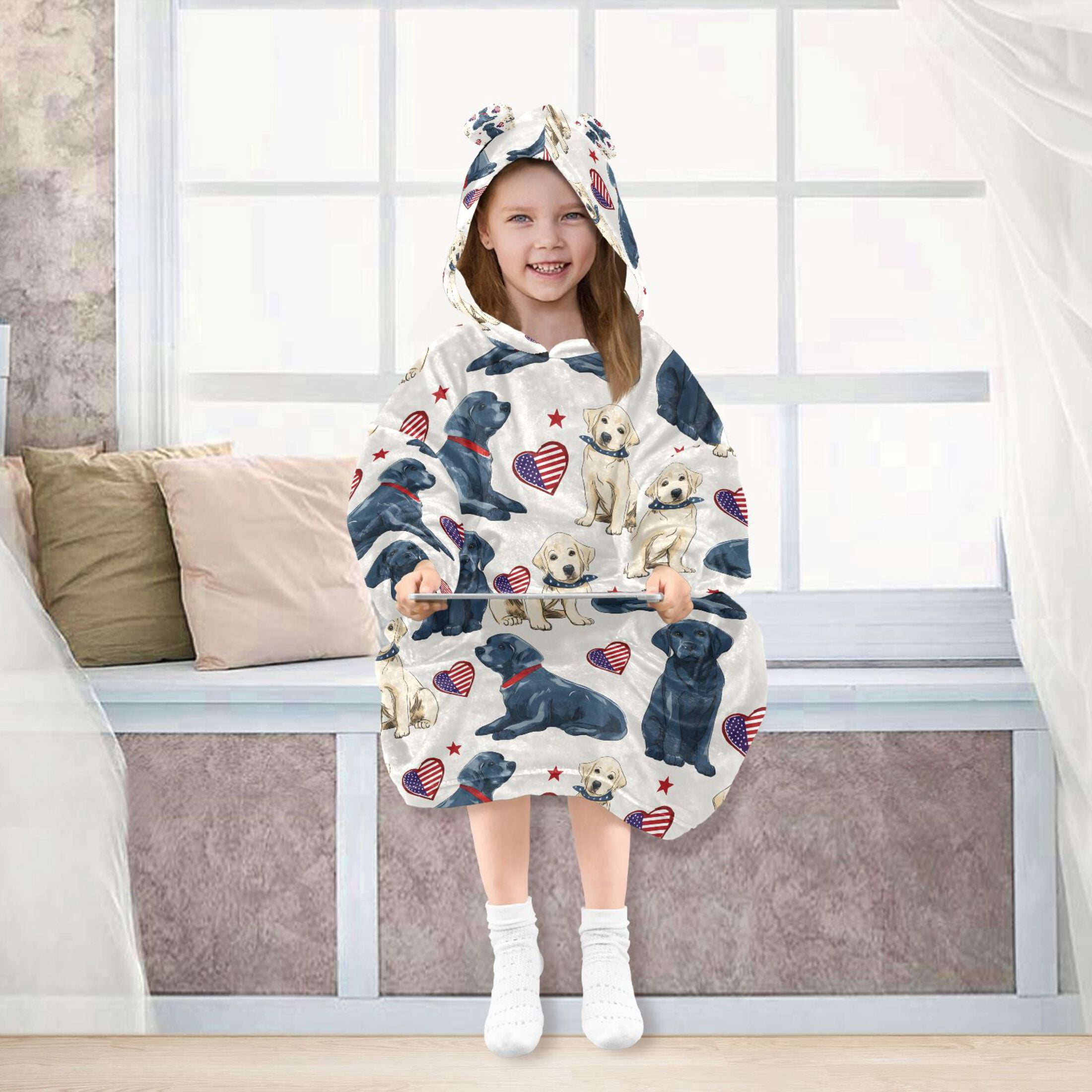 joogoo Blanket Hoodie for Labrador Dogs Hearts Oversize Sweatshirt 3-14 YR L