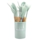 thumbnail image 1 of Juego de 12 utensilios de cocina de silicona Wamans con puntas de silicona, mangos de madera y soporte para encimera. Ideal para cocinar, mezclar y servir. Ideal para ollas y sartenes antiadherentes., 1 of 7