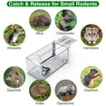 thumbnail image 2 of Stainless Steel Humane Live Animal Trap for Rats, Squirrels, Chipmunks & Mice - High Sensitivity Pedal, Auto-Lock Door - Safe for Indoor & Outdoor Use, 2 of 11