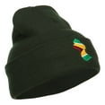 thumbnail image 4 of Guyana Flag Map Embroidered Long Beanie - Olive OSFM, 4 of 5