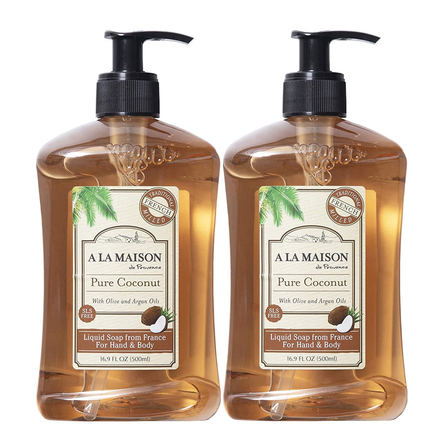 A La Maison Liquid Soap for Hand & Body, Pure Coconut, 16.9 oz - 2 Pack