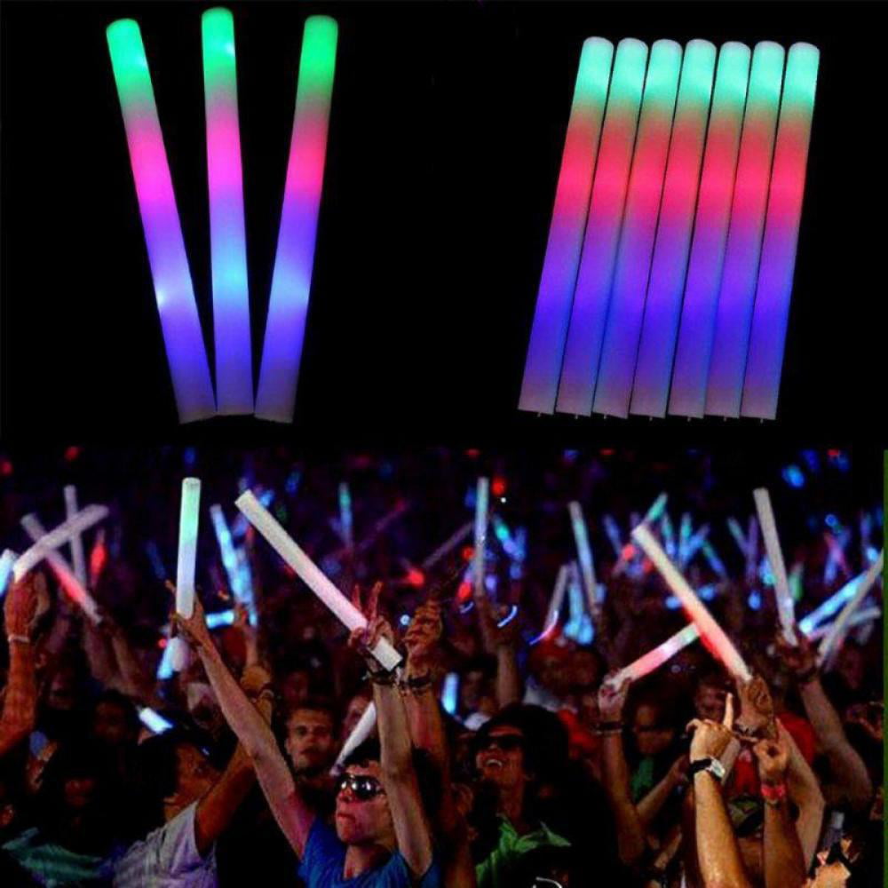 Lot 100x Light Up Foam Sticks LED Wands Rally Rave Batons DJ Flashing Glow Stick 