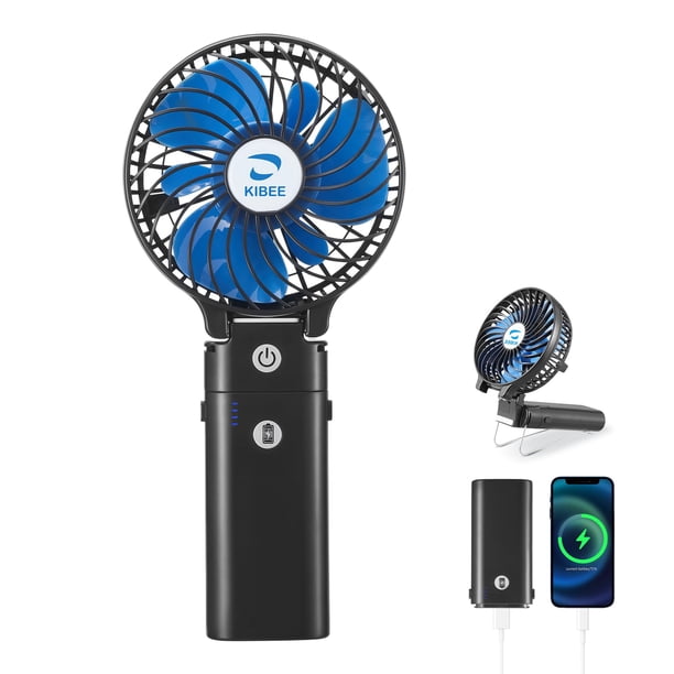 Ventilador portátil KIBEE de 5200 mAh, recargable, 3 velocidades