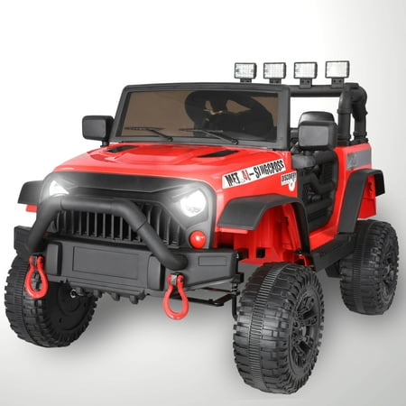 Vibespark 12V Ride on Truck Car with Remote Control, Electric Battery Powered Ride on Toys for Toddlers w/ Bluetooth Music, LED Lights, Spring Suspension, 3 Speeds, Red