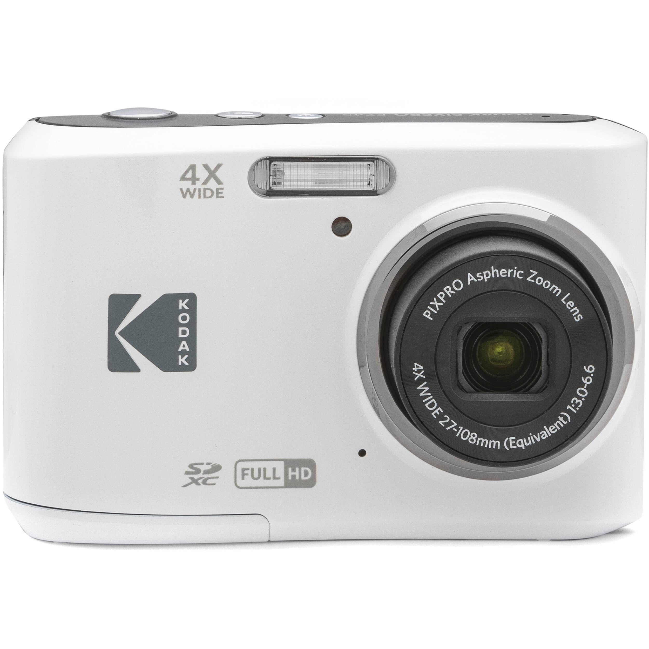 Kodak PIXPRO FZ45 16MP Digital Camera 4X Optical Zoom 27mm Wide Angle 1080P Full HD Video 2.7" LCD Camera White + 64GB Card and Reader + Memory Wallet Bundle