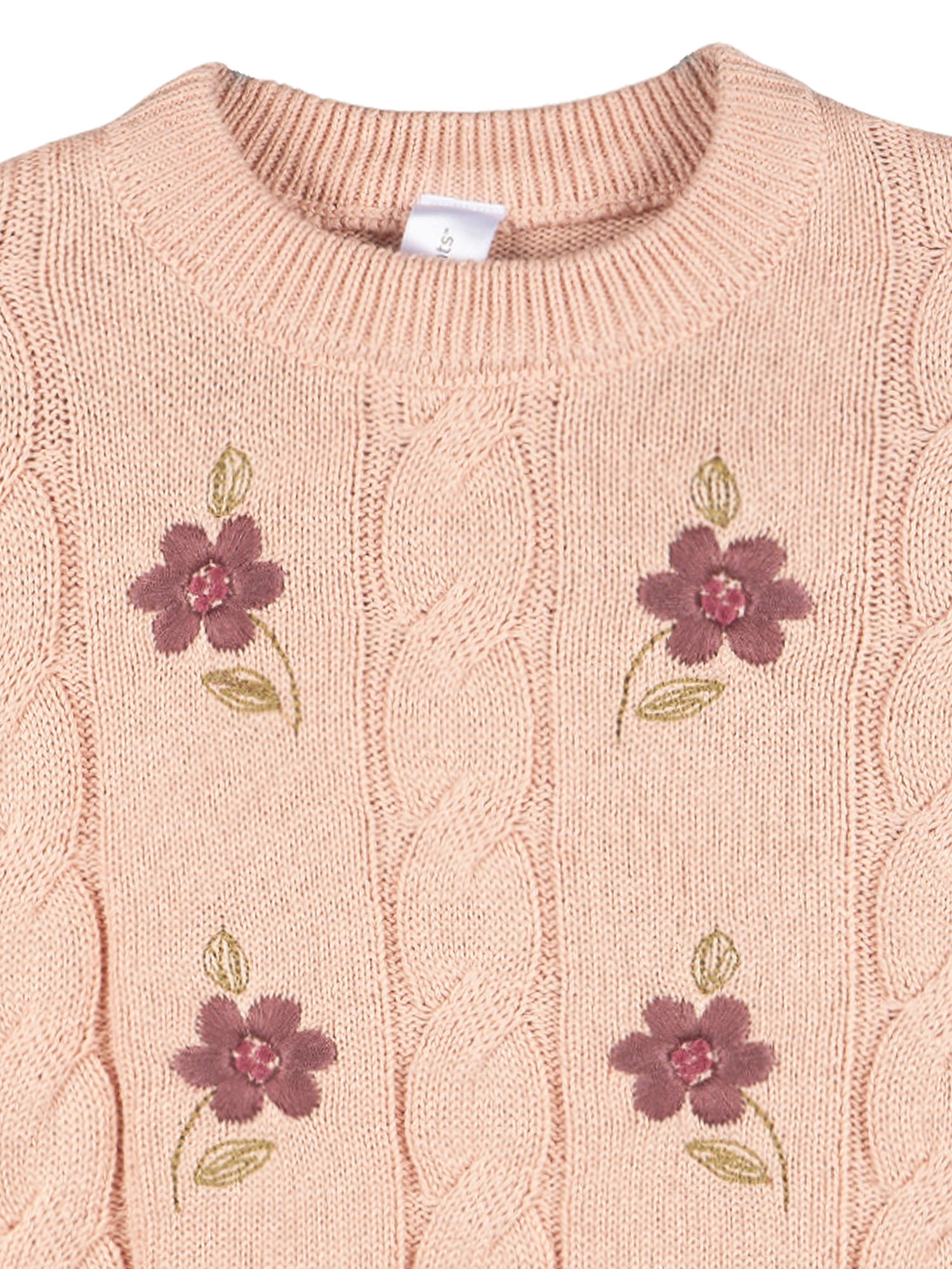 Modern Moments by Gerber Toddler Girl Embroidered Cabel Sweater, Sizes 12 Months - 5T