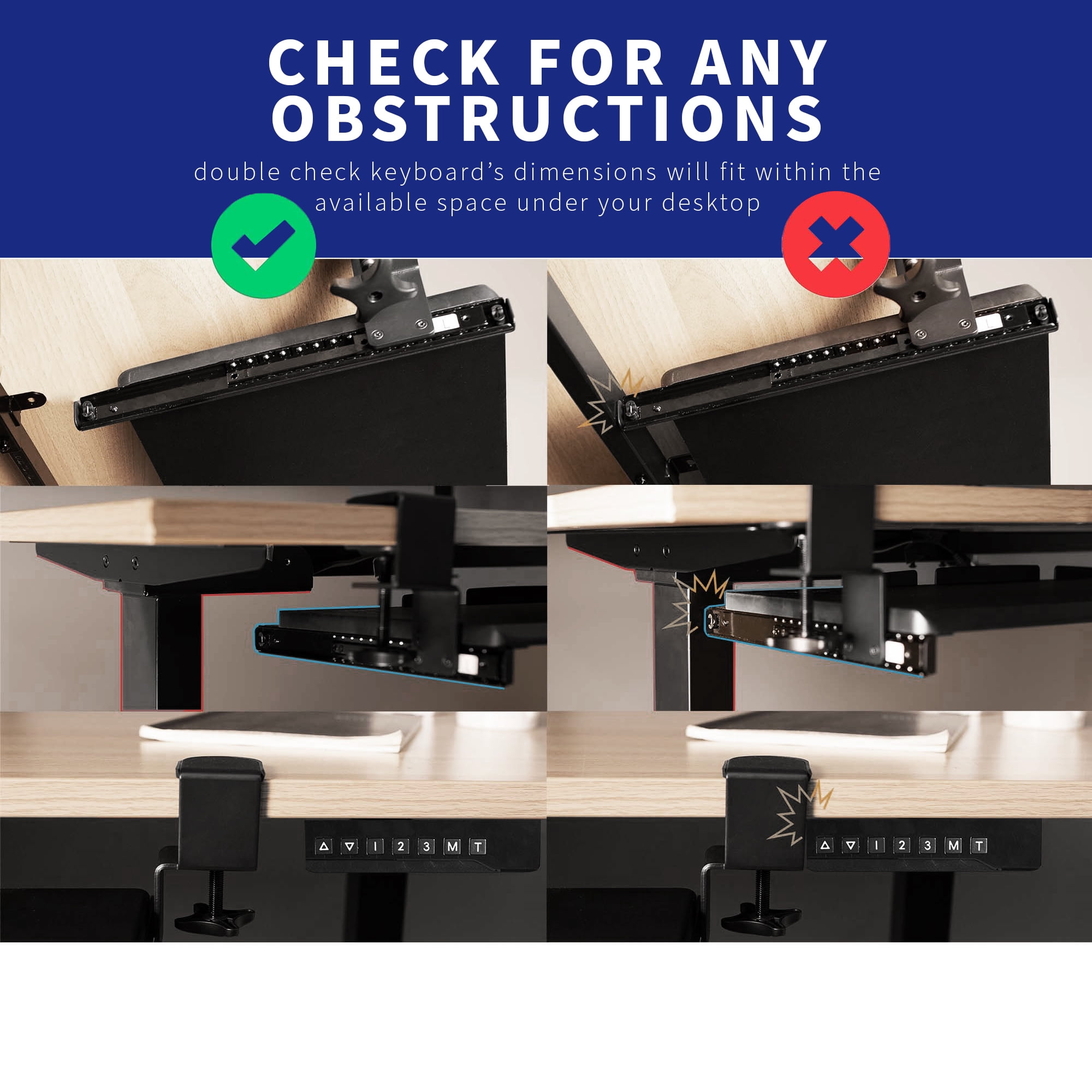 VIVO Height Adjustable Clamp-on Computer Keyboard Tray with Pencil Drawer